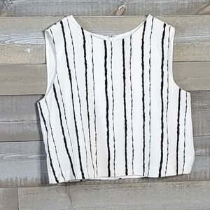Vince Camuto Black White Stripe Sleeveless Top